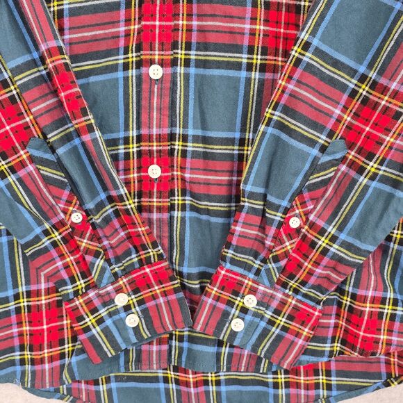 J.Crew Womens S Warm Spruce Multicolor Plaid Cotton Long Sleeve Flannel Shirt - Picture 3 of 8